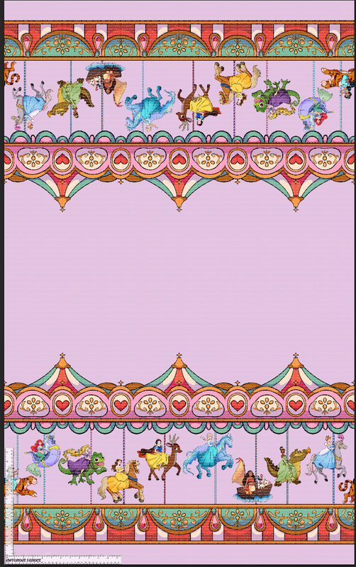 *Pre-Order* Carousel Princesses Double Border - Pink