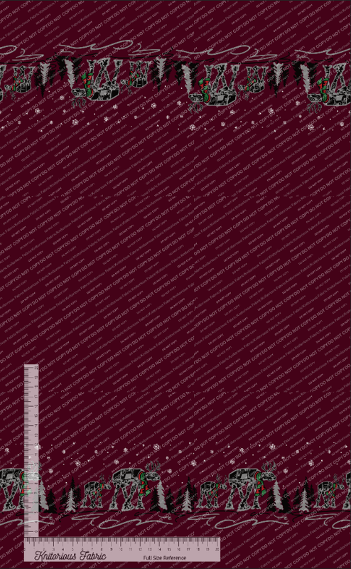*Pre-Order* Christmas Vehicles Damask - Garnet Double Border