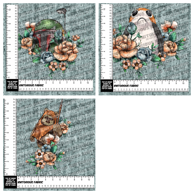 *Pre-Order* FW Orange Flowers Panels - Teal Cork