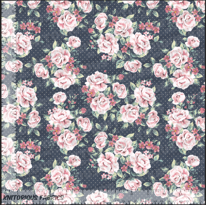 *Pre-Order* Floral Pink on Navy Dots