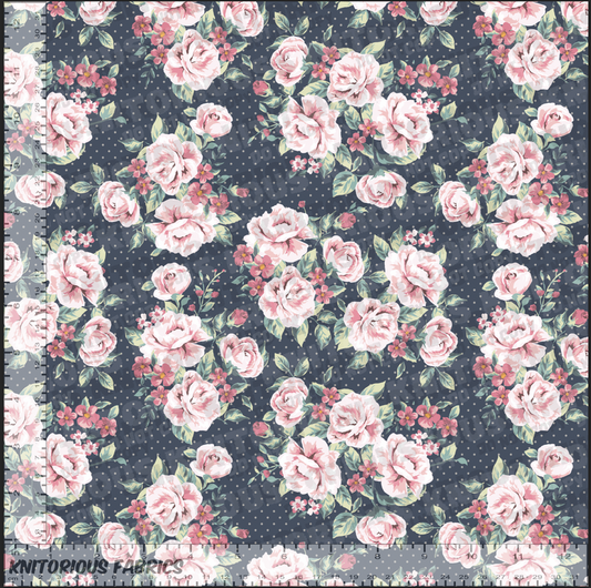 *Pre-Order* Floral Pink on Navy Dots