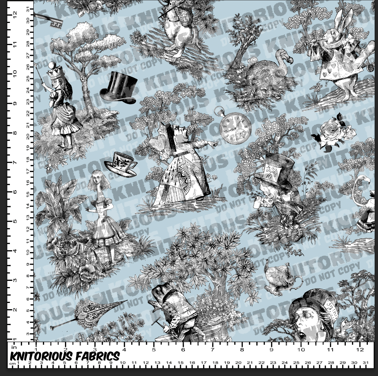 *Pre-Order* Wonderland Toile - White On Blue