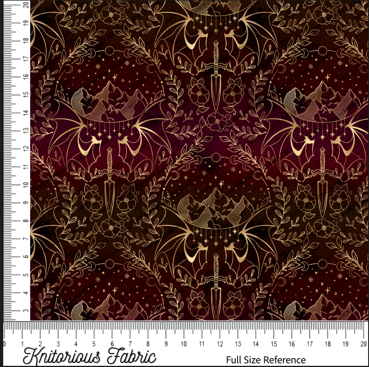 *VINYL Pre-Order* ACOTAR Delicate Damask - Maroon (Officially Licensed)