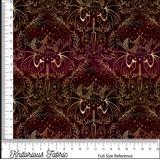 *VINYL Pre-Order* ACOTAR Delicate Damask - Maroon (Officially Licensed)