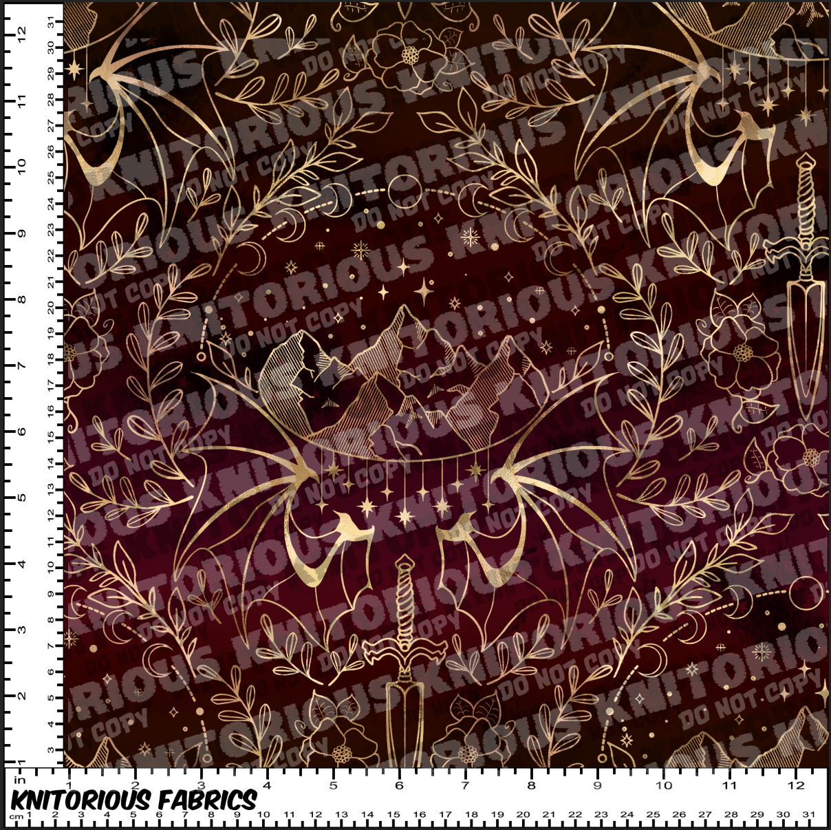 *Pre-Order* ACOTAR - Delicate Damask Maroon/Gold (Officially Licensed) - SEWIST EXCLUSIVE