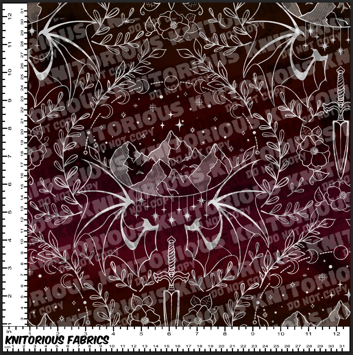 *Pre-Order* ACOTAR - Delicate Damask Maroon/Silver (Officially Licensed) - SEWIST EXCLUSIVE