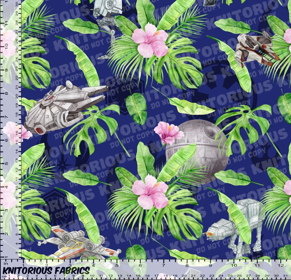 *Pre-Order* Tropical Wars Pink Flowers - Blue/Navy