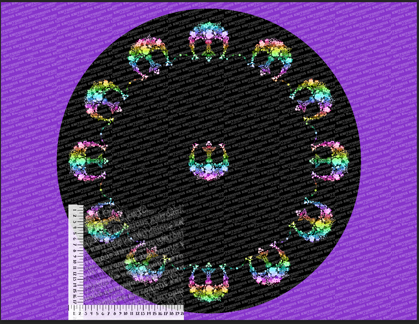 *Pre-Order* Floral R Circle Skirt - Rainbow w/ Purple 72xWOF (2yds)