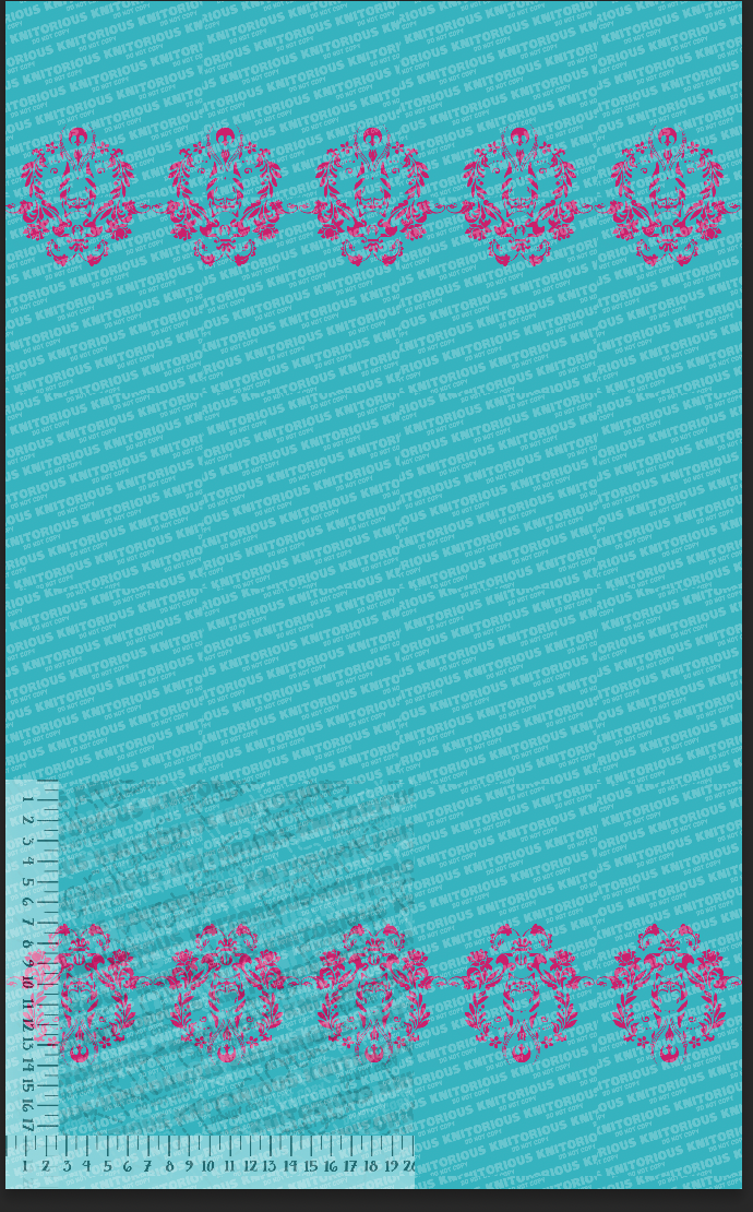 *Pre-Order* Snips Damask Double Border Print - Pink and Teal