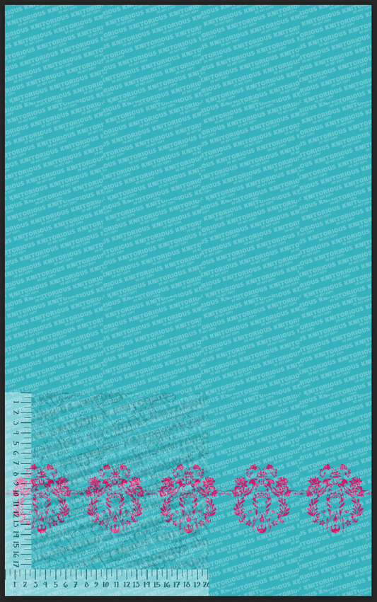 *Pre-Order* Snips Damask Single Border Print - Pink and Teal