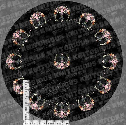*Pre-Order* Floral R Circle Print Black (72xWOF)